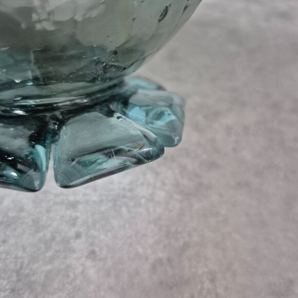 Two Rivers by Michael Robinson Indigenous Artist Art Glass Footed Bowl Vintage - Picture 4 of 6